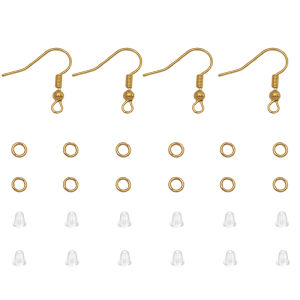 300PCS/BAG  A Set Of 100 Iron Ear Hooks 100 Single Loops And 100 Earplugs DIY Accessories Jewelry Findings