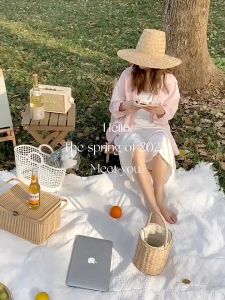 เสื่อปิคนิค ผ้าปูปิคนิค ผ้าคอตตอนลินิน ลายถักวาฟเฟิล มี 10 สี 5 ขนาด