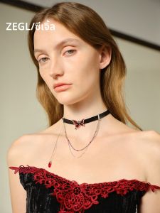สร้อยคอ ZEGL True Liudesigner Series Butterfly Black Cool Fashion Accessories โซ่คอแบบหนีบหัวผีเสื้อสำหรับผู้หญิง โซ่คอแบบใหม่ 2025