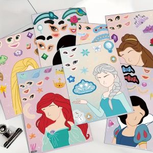 สติกเกอร์ปริศนาเจ้าหญิง DIY 8/16 ชิ้น สติกเกอร์หน้าเจ้าหญิงอนิเมะ ตลกๆ ประกอบเอง ของขวัญสำหรับเด็กผู้หญิง ของขวัญงานปาร์ตี้คริสต์มาส