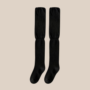 Girl Socks Knee Socks Spring Thin Black Stockings Girl Spring and Summer Pure Cotton over the Knee Long Socks K-style