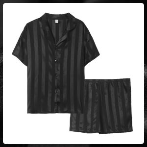 me home wear | Cool Light Silk Pajamas Short Sleeve Home Suit Set