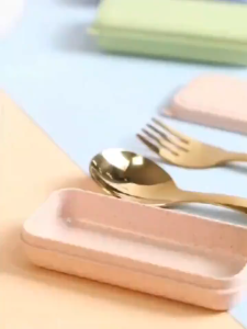 304 Stainless Steel Portable Spoon Fork Set with Free Box Short Handle Cutleries Mini Utensils