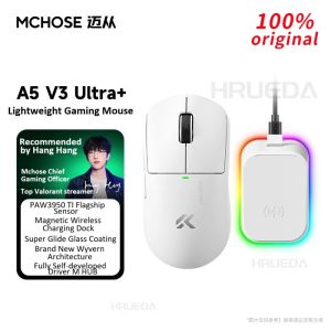 MCHOSE | MCHOSE A5 V3 Ultra 8K Tri-Mode Wireless Gaming Mouse PAW3395 56g Ultra Lightweight 500mAh Ergonomics 26000DPI Low Latency RGB