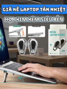 Bộ Đế Kê Laptop Tản Nhiệt Mini Kim Loại Kẽm Cao Cấp Gấp Gọn Giá Đỡ Macbook 2 Chân Keo Dán Siêu Dính