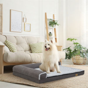 L XL 2XL Orthopedic Dog Bed for Large Dogs with Raised High Bolster Pillow and Washable Cover Pet Sofa Lounge