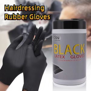 50pcs Reusable Hairdressing Gloves Barber Black Rubber Gloves Multifunction Hair Coloring Hair Perm Styling Tools