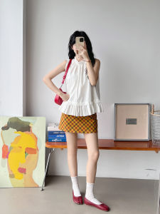 Unique Design Red Linen-Cotton Sleeveless Top