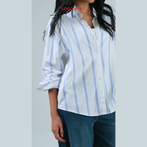 Logo Jeans Kemeja Wanita Juanna White Blue 24A41L5WL