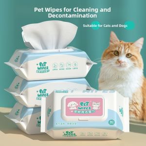 MONLEYTA | Pet Wet Wipes Dog And Cat Special Wet Wipes Paper For Kittens No Bath Antibacterial Cleaning Tear Stain Removal Normal Size