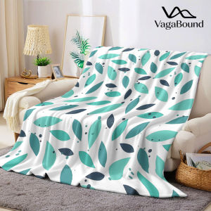 BILIBILI | Minimal Teal Leaf Dot Flannel Blanket Warm Soft Halloween Christmas Decorative Couch Warm Cozy All-Season Gift