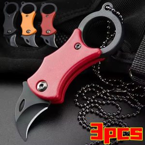 3PCS Portable Outdoor Folding Ring Claw Camping Pocket EDC Cutting Tool Keychain Necklace Fruit Peel Open Box Tool