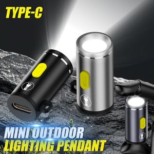 2 cái Loại-C đèn pin mini với dây buộc xách tay chống mất lâu dài Đèn pin Led Cắm và chơi Túi Đèn Ngoài Trời Độ sáng cao Đèn Cắm Trại