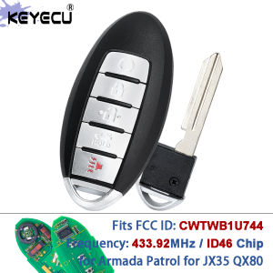 KEYECU FCC ID: CWTWB1U744 433.92MHz ID46 Chip Keykess Remote Key Fob for Nissan Armada Patrol for Infiniti JX35 QX80 2013-2020