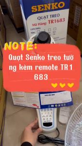 Quạt Treo Tường Remote Senko TR1683 (Có Remote) / TR1628 (Có Điều Khiển Từ Xa) - Quạt T1682 / T1680 ( 1 Dây Điều Khiển Tốc Độ Không Có Điều Khiển Từ Xa) - Hàng Chính Hãng - Bảo Hành 24 Tháng - Quạt Treo Tường Senko Có Remote TR1628 (Tương tự mã TR1683)