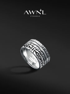 Tibetan Spiritual Mens Jewelry Ring Engraved