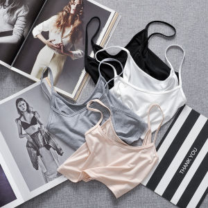 สีดำ Modal ฤดูร้อน บางครึ่งความยาว ไม่มีสาย เสื้อครอป ผู้หญิง หลอดป้องกันแสง เสื้อท่อนบน ชุดชั้นในแบบสั้น สลิมฟิต สุภาพสตรี เสื้อกั๊ก