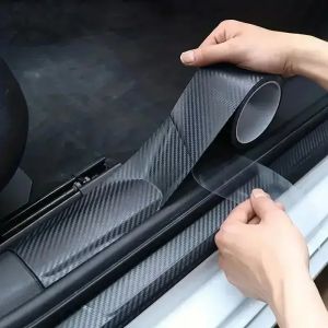 Nano Carbon Fiber Car Adhesive Tapes DIY Paste Strip Auto Door Sill Side Mirror Anti Scratch Stickers Waterproof Protection Film