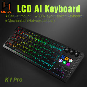 MRSVI K1 PRO Visual LCD AI Keyboard 80% Gaming Mechanical Keyboard Macro Red Axis Wired Detachable Cable RGB Backlight Hot Swap