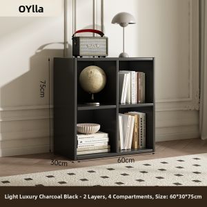 OYIla | Check Design Black Bookshelf Storage Cabinet