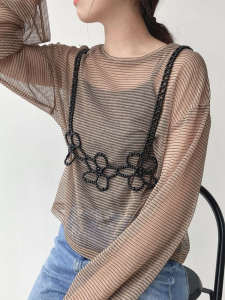 Cute Floral Pearl Pendant Handwoven Beaded Waist Belt Versatile Summer Outerwear Womens Strap Vest Adorable Style Casual Wear