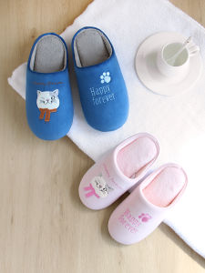 Fall and Winter Matching Kids Couple Cat Non-Slip Warm Plush Cotton Slippers Indoor Mens and Womens Wooden Floor Mute Soft Bottom