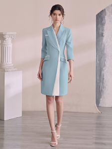 Slimming Suit Dress Womens Formal High-End Design Set OL Style Long Sleeve A-Line Midi Dress Business Professional Gown