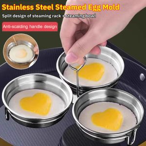 Stainless Steel Steamed Egg Mold Non Stick Eggs Plate Tray Egg Boiled DIY Kitchen Tool Egg Poacher Heart-Shaped Egg Cooker