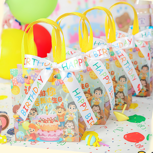 Thank You for Joining My Birthday Transparent Handheld Gift Bag Kindergarten Childrens Souvenir Packaging Box Empty Plastic Festival Supplies