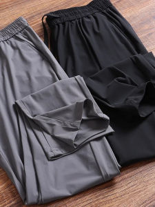 New American Style Outdoor Ice Silk Quick Dry Lightweight Breathable Loose Straight Leg Elastic Waist Sports Casual Pants for Men Summer