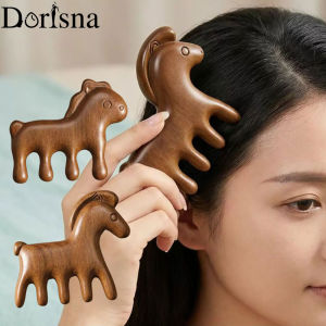 Dorisna Horse Shape Head Massage Comb Neck Face Scalp Meridian Massager Sandalwood Comb Acupoint Press