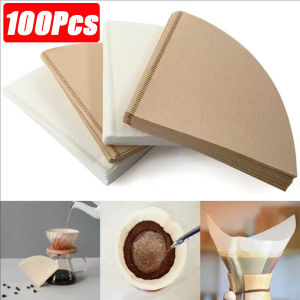 100pcs Disposable Coffee Filter / V-Shape Natural Hand Brew Coffee Filter / Coffee Pot Filter Paper for Pour Over and Drip Coffee Maker