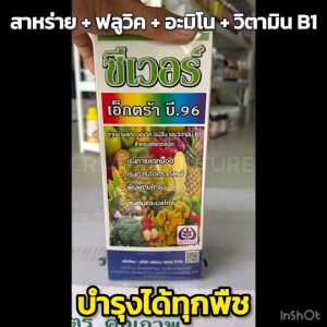 สาหร่าย  อะมิโน  ฟลูวิค  วิตามิน B1 ซีเวอร์ เอ็กตร้า บี.96 (บำรุงได้ทุกพืช) ฮอร์โมนพืช เร่งราก เร่งใบ เปิดตาดอก ฟื้นฟูต้น