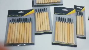 12pcs/Set Pisau Ukir Kayu / Wood Carving Knife Set / Alat Pahat Kayu Karet Linoleum Set