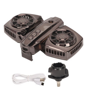 Mobile Phone Cooler Low Noise Dual Semiconductor Twin Turbines and Twin Engines Cell Phone Cooling Fan for Live Streaming