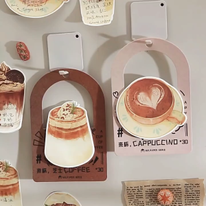 INS Watercolor Style Coffee Theme Sticky Notes Student School Office Memo Pads Journal Decorations Materials Stationery