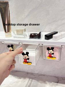 Bathroom Mirror Cabinet Storage Box Drawer Style Hanging Dustproof Cute Cartoon Makeup Sponge Organizer Shelf