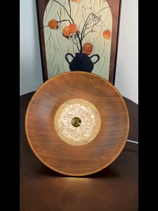 LED Pendant Light French Medieval Wood Grain Hanging Light Tri-Color Dome Drop Light for Dinning Living Room Bedroom Coffee Bar