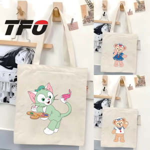 TFO Canvas Tote Bag Minimalist Disney Duffy and Friends Character Versatile Ideal for College School