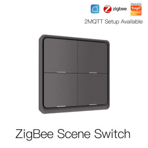 MOES | MOES 4Gang Tuya ZigBee Smart Wireless 12Scene Switch Push Button Controller Battery Powered Automation Scenario for Tuya Devices
