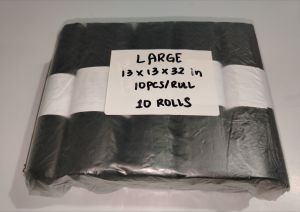 Black Trash Bag HD Roll – Small to 2XL Standard Thickness Durable and Tear-Resistant Not Stretchable Easy to Use Household & Business Use HDPE Plastic Water-Resistant Convenient Dispensing - Cleaning
