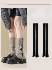 JINGCHI | Womens Winter Thickened Socks With Zipper Leggings Y2K Hot Girl Beautiful Legs Shaping Design Snow Boots Warm Leg Covers