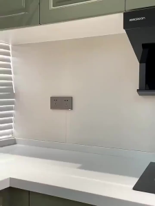 Kitchen Bamboo Cabinet Flip Door Transparent Storage Counter Dining Household Cupboard