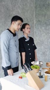 Chef Series Universal Tangan Panjang Baju Koki - Abu-abu
