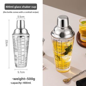 DEMING | Stainless Steel Cocktail Shaker Set with Glass Shaker and Hand Shaker