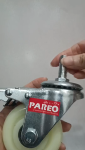 Bánh xe đẩy NylonBánh xe nhựa PP trắng ty ren M12 bánh - 75mm - 100mm -Pareo