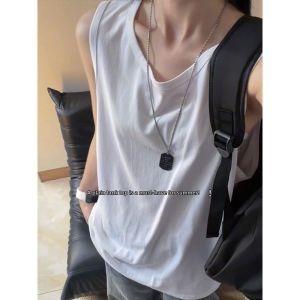 ZHUOCAN | Black Sleeveless Vest T-Shirt for Men and Women Summer Casual Sport
