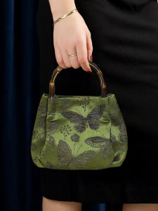 Elegant Green Bamboo Stem Handbag Embroidered Cheongsam Party Bag Womens Artistic National Style Lightweight Handbag