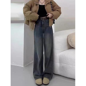 High Waist Wide Leg Jeans Womens Straight Cut Denim Pants Spring Autumn Loose Fit Flattering for Pear Shaped plus Size