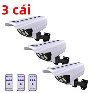 Đèn An Ninh Cảm Biến Chuyển Động Năng Lượng Mặt Trời Màu Trắng 77 Đèn LED Hình Camera Đèn Gắn Tường Ngoài Trời Cho Nhà Để Xe Sân Vườn Lối Vào Chống Nước IP65
